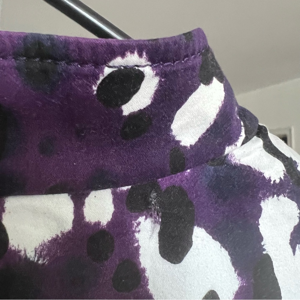 St. John Leopard Print Jacket SZ 16 Purple/White Classic Casual Cotton Button Up - Picture 11 of 15
